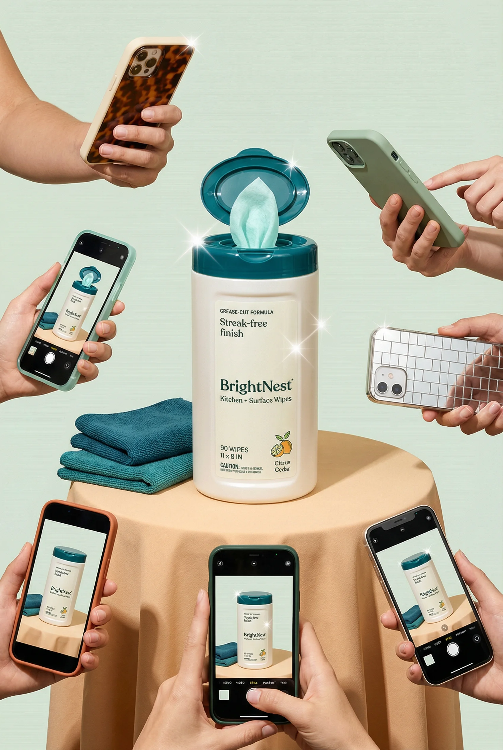 Social Cleaning Wipes public scene for Meta Ad Creative Examples for Ecommerce Brands