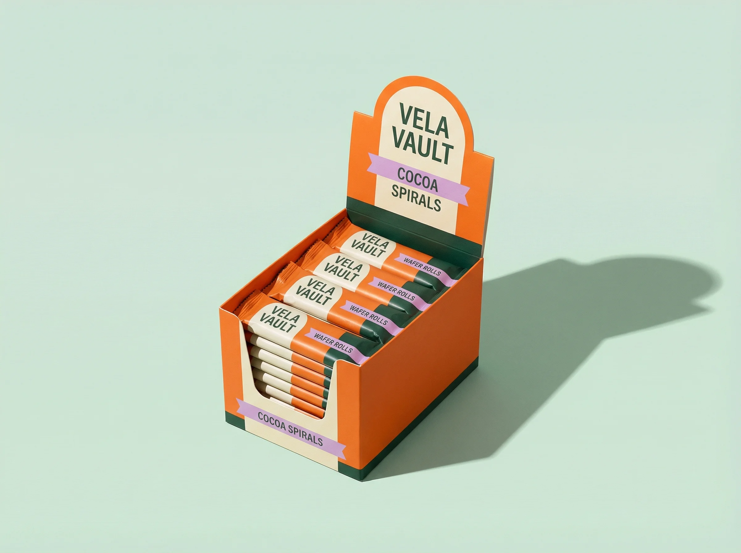 Wafer Roll Display scene example for Meta Ad Image Sizes for Ecommerce Creative