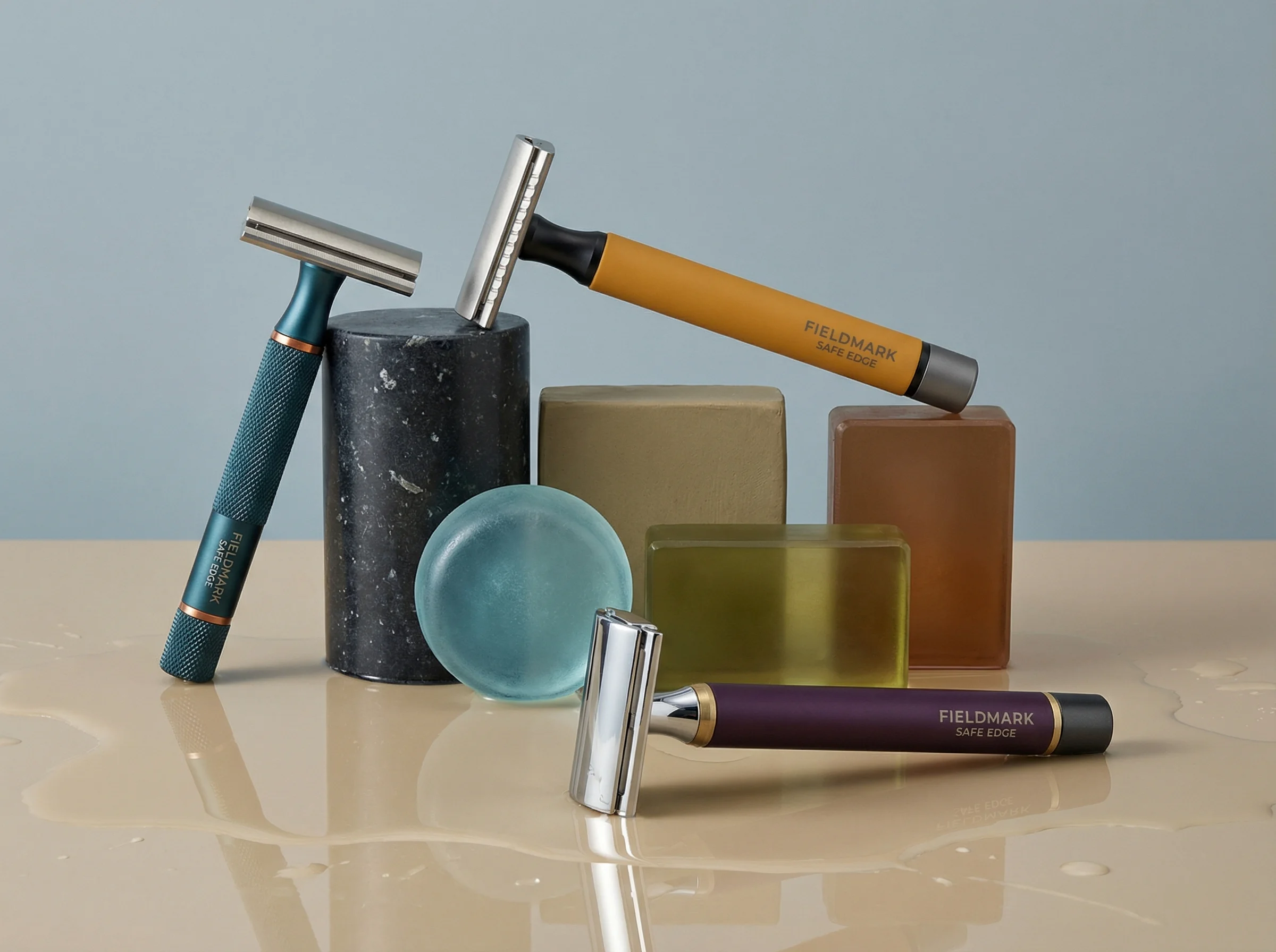 Modern Razor Still Life scene example for Meta Ad Image Sizes for Ecommerce Creative