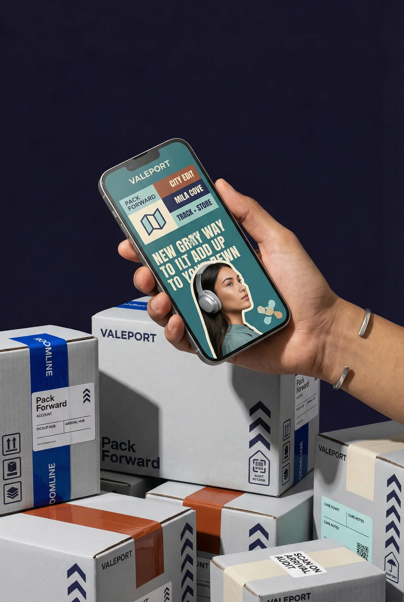 Phone Above Cartons scene example for TikTok Shop Image Guide for Product Listings